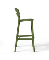 Stackable Polypropylene Resin Plastic Outdoor Patio Bar Stools (Set of 2)