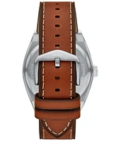 Fossil Men's Everett Three-Hand Date Brown Leather Watch, 42mm