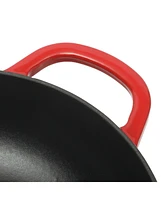 Crock Pot Artisan 5 Quart Cast Iron Braiser Everyday Pan With Borasilicate Lid - Red
