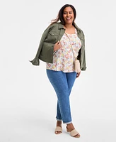 Style & Co Plus Printed Square-Neck Short-Sleeve Top