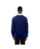 New Era Men's Dark Blue Los Angeles Dodgers Throwback Prep Color Block Rugby Polo Shirt