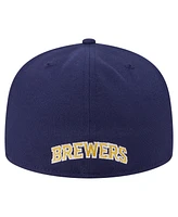 New Era Men's Navy Milwaukee Brewers Overlap 59FIFTY Hat