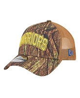 New Era Men's Camo Golden State Warriors Victory Grove Forest A-Frame Trucker 9FORTY Adjustable Hat