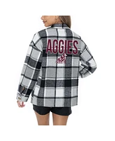 Gameday Couture Women's Grey Texas A M Aggies Long Sleeve Brushed Plaid Button-Up Overshirt Jacket
