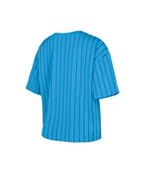New Era Women's Light Blue Philadelphia Phillies City Connect Multiplier Pinstripe Cropped T-Shirt