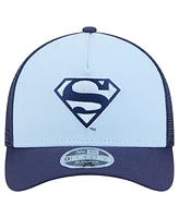 New Era Men's Light Blue Superman Tonal 9FORTY Adjustable Trucker Hat