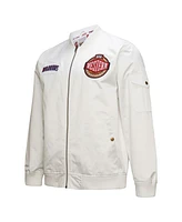 Mitchell & Ness Men's White Golden State Warriors Hardwood Classics Nights Team Leader Satin Full-Zip Jacket