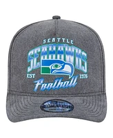 New Era Men's Black Seattle Seahawks Throwback Washed A-Frame 9FIFTY Snapback Hat