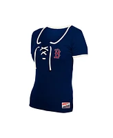 New Era Women's Navy Boston Red Sox Throwback Lace Up T-Shirt