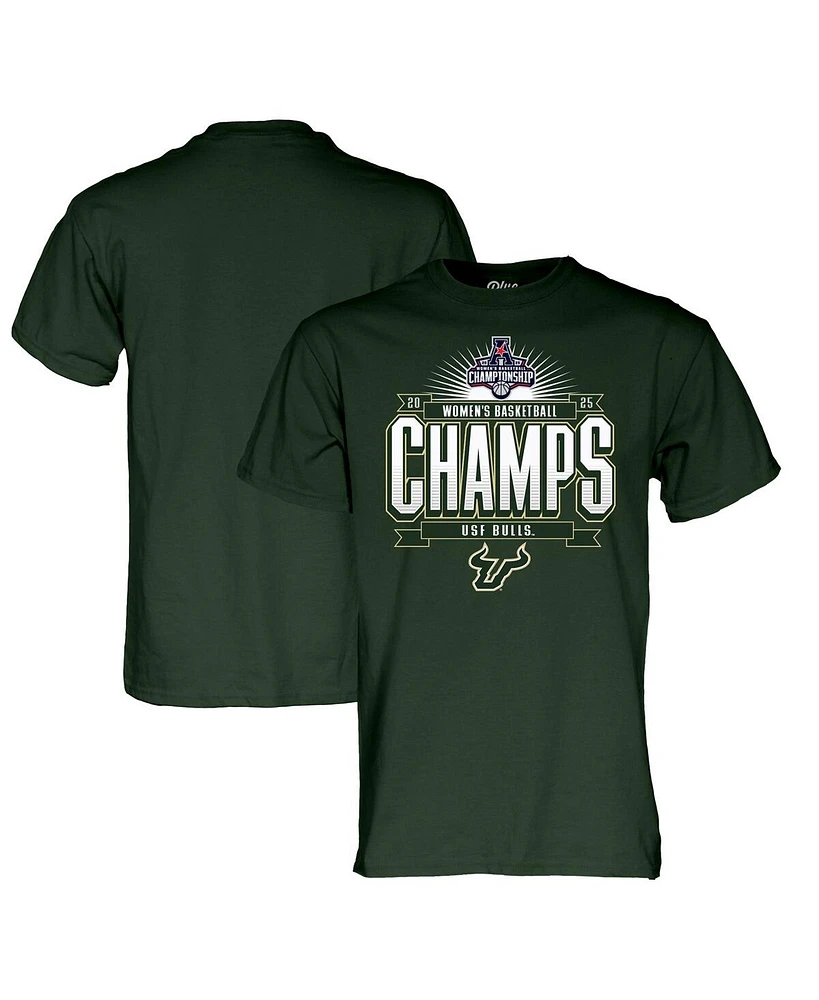 Blue 84 Men's and Women's Green South Florida Bulls 2025 Aac Basketball Conference Tournament Champions T-Shirt