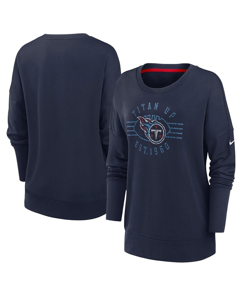 Nike Women's Navy Tennessee Titans Rewind Playback Icon Performance Pullover Sweatshirt