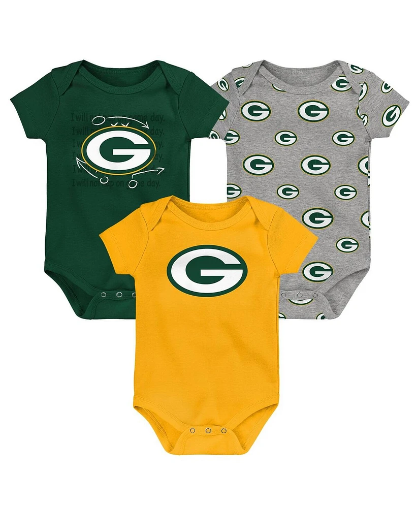 Outerstuff Baby Boys and Girls Green Bay Packers Team Starter Bodysuit, Set of 3