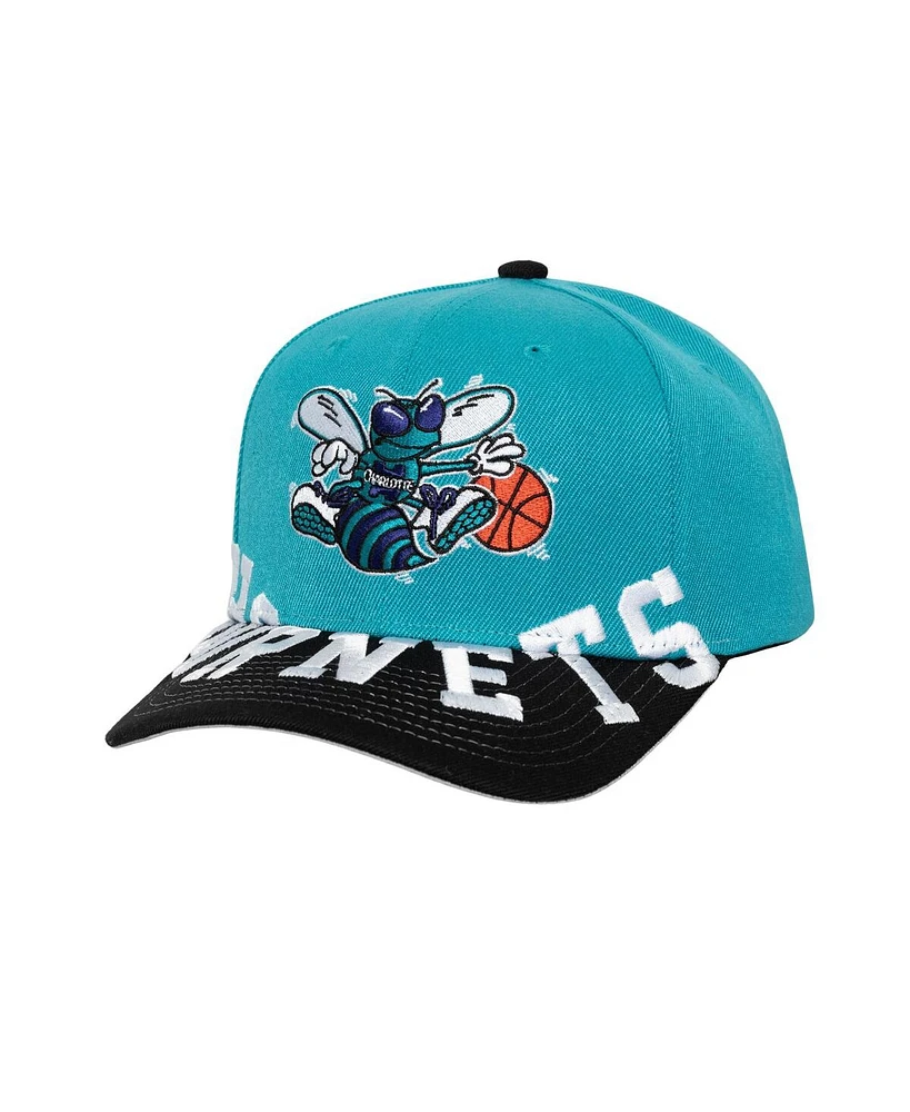 Mitchell & Ness Men's Teal/Black Charlotte Hornets Under Arch Two-Tone Pro Crown Snapback Hat