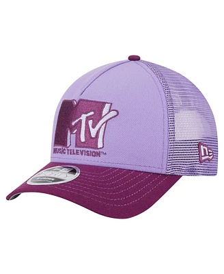 New Era Men's Purple Mtv Tonal 9FORTY Adjustable Trucker Hat