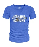 Blue 84 Women's Royal Duke Blue Devils 2025 Acc Men's Basketball Conference Tournament Champions Tri-Blend V-Neck T-Shirt