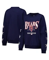 Gameday Couture Women's Navy Chicago Bears Rhinestone Star Sleeve Settle the Score Tri-Blend Pullover