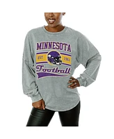 Gameday Couture Women's Gray Minnesota Vikings Snow Wash Oversized Long Sleeve T-Shirt