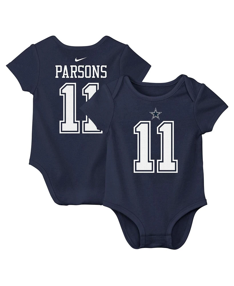 Nike Baby Boys and Girls Micah Parsons Navy Dallas Cowboys Player Name Number Bodysuit