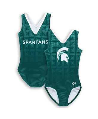 Gk Elite Big Girls Green Michigan State Spartans Spirit Leotard