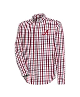 Antigua Men's Crimson/Gray Alabama Crimson Tide Tending 2 Button-Down Long Sleeve Shirt