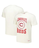Mitchell & Ness Men's Cream Cincinnati Reds Arched Logo Slub T-Shirt