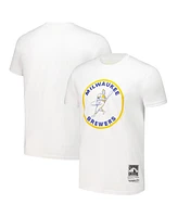 Mitchell & Ness Men's White Milwaukee Brewers Cooperstown Collection Logo T-Shirt