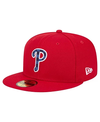 New Era Men's Red Philadelphia Phillies Checkered Under visor 59FIFTY Hat