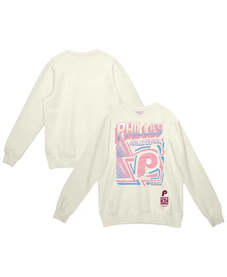 Mitchell & Ness Men's Cream Philadelphia Phillies Sidewalk Sketch Pullover Sweatshirt