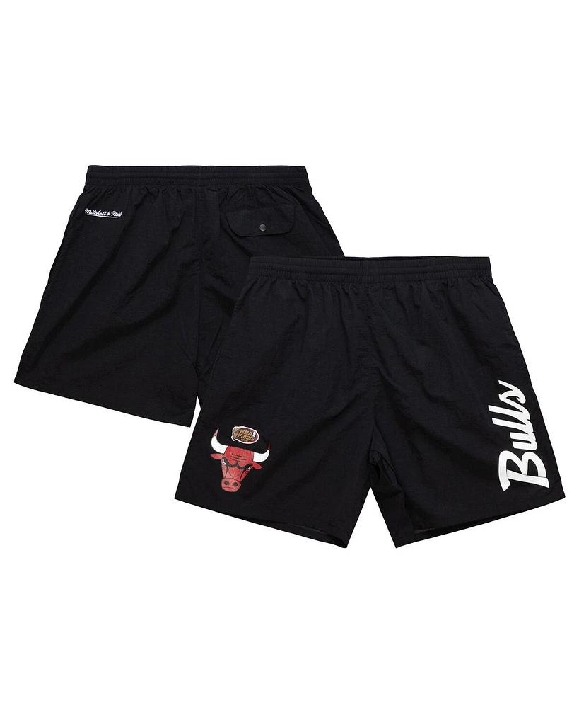 Mitchell & Ness Men's Black Chicago Bulls Team Essentials Nylon Shorts