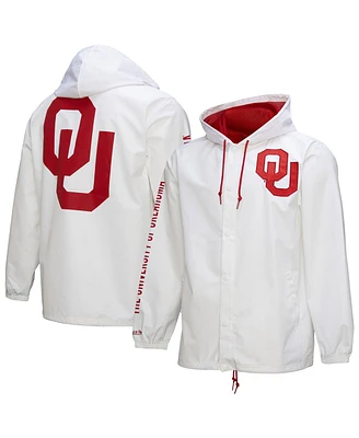 Mitchell & Ness Men's White Oklahoma Sooners Coaches Full-Snap Hoodie Jacket