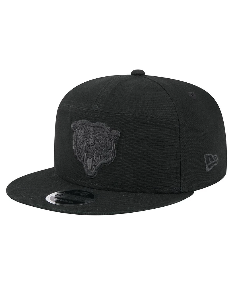 New Era Men's Black Chicago Bears Adventure Canvas Split Panel 9FIFTY Snapback Hat