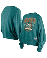 New Era Women's Aqua Miami Dolphins Throwback Boxy Sweatshirt