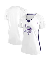 Fanatics Women's White Minnesota Vikings Plus Glitter Lace-Up V- Neck T-Shirt