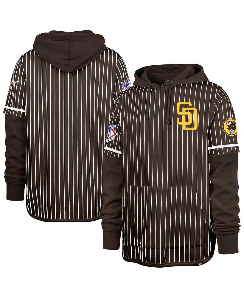 '47 Brand Men's Brown San Diego Padres Pinstripe Double Header Pullover Hoodie
