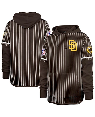 '47 Brand Men's Brown San Diego Padres Pinstripe Double Header Pullover Hoodie