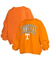 Pressbox Women's Tennessee Orange Volunteers Janise Arch Over Logo Waist Length Oversized Pullover Sweatshirt
