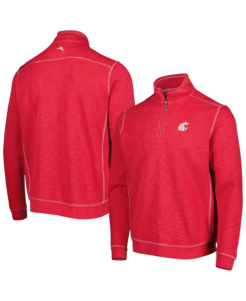 Tommy Bahama Men's Crimson Washington State Cougars Sport Tobago Bay Tri-Blend Mock Neck Half-Zip Jacket