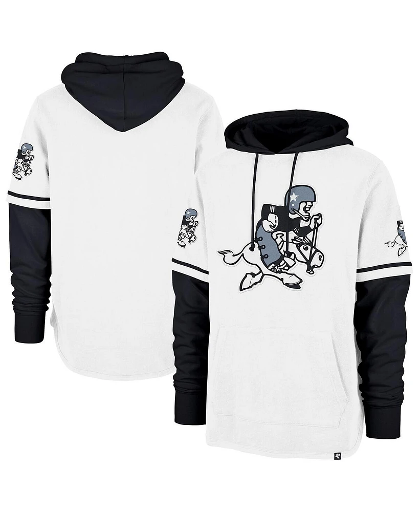 '47 Brand Men's White/Black Dallas Cowboys Throwback Shortstop Pullover Hoodie