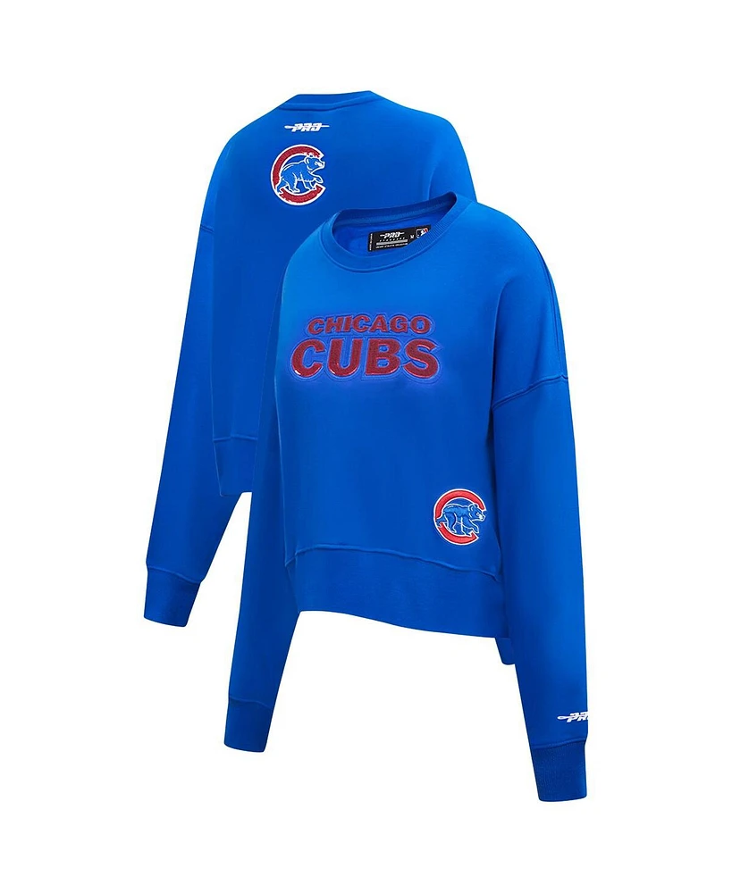 Pro Standard Women's Royal Chicago Cubs Game Day Classics Crewneck Pullover Sweatshirt