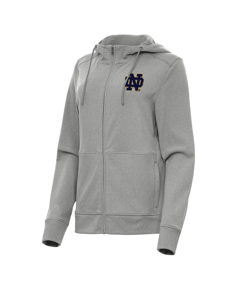 Antigua Women's Heather Gray Notre Dame Fighting Irish Seeker Full-Zip Hoodie