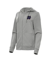 Antigua Women's Heather Gray Notre Dame Fighting Irish Seeker Full-Zip Hoodie