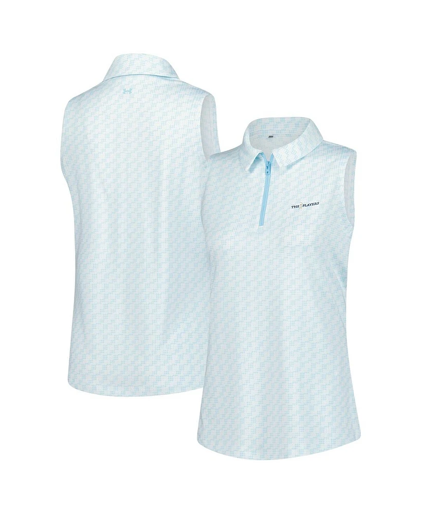 Under Armour Women's Aqua The Players Drive Clubhouse Grid Sleeveless Polo Shirt