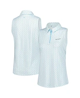 Under Armour Women's Aqua The Players Drive Clubhouse Grid Sleeveless Polo Shirt