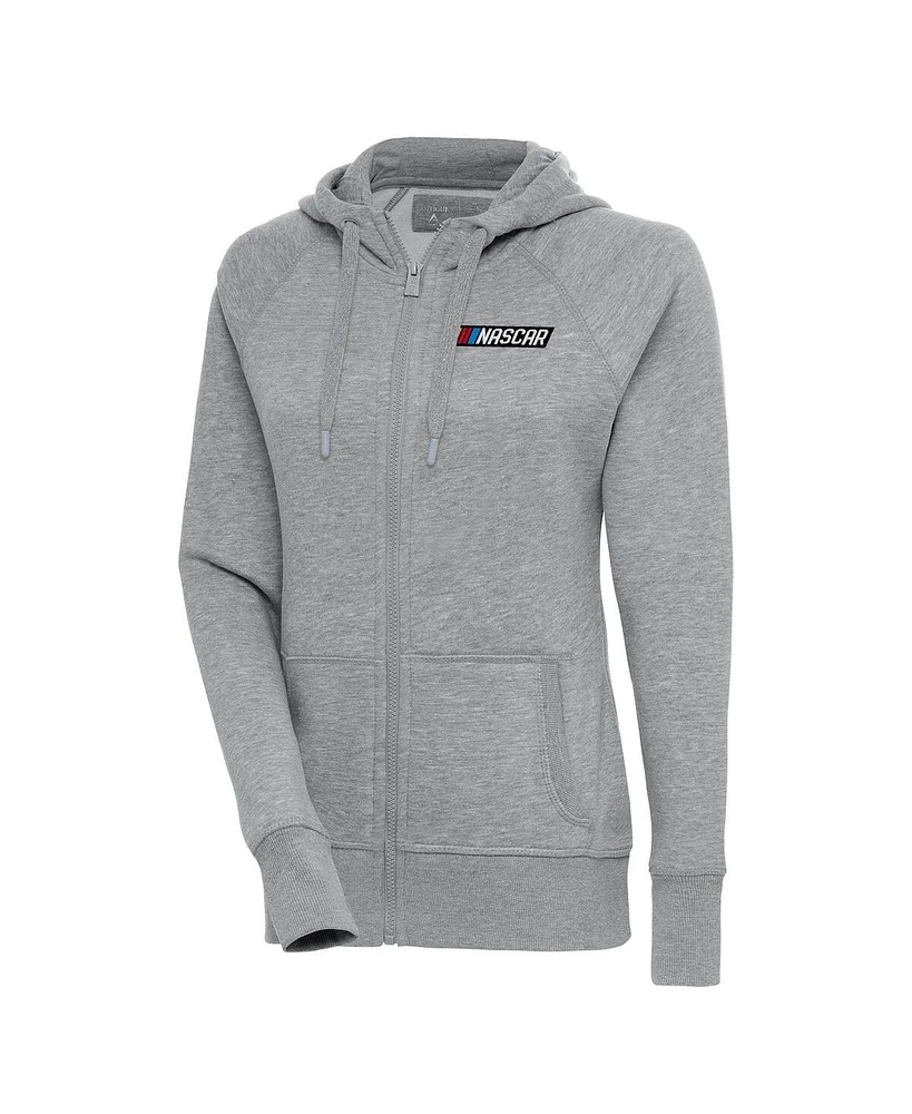 Antigua Women's Heather Gray Nascar Victory Full-Zip Hoodie