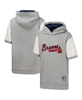 Outerstuff Big Boys and Girls Heather Gray Atlanta Braves Line Up Short Sleeve Pullover Hoodie