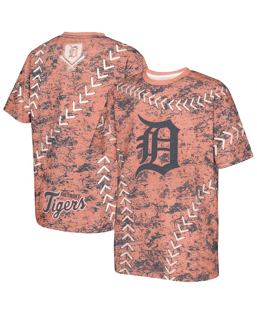 Outerstuff Big Boys and Girls Orange Detroit Tigers Slide Score Bold T-Shirt