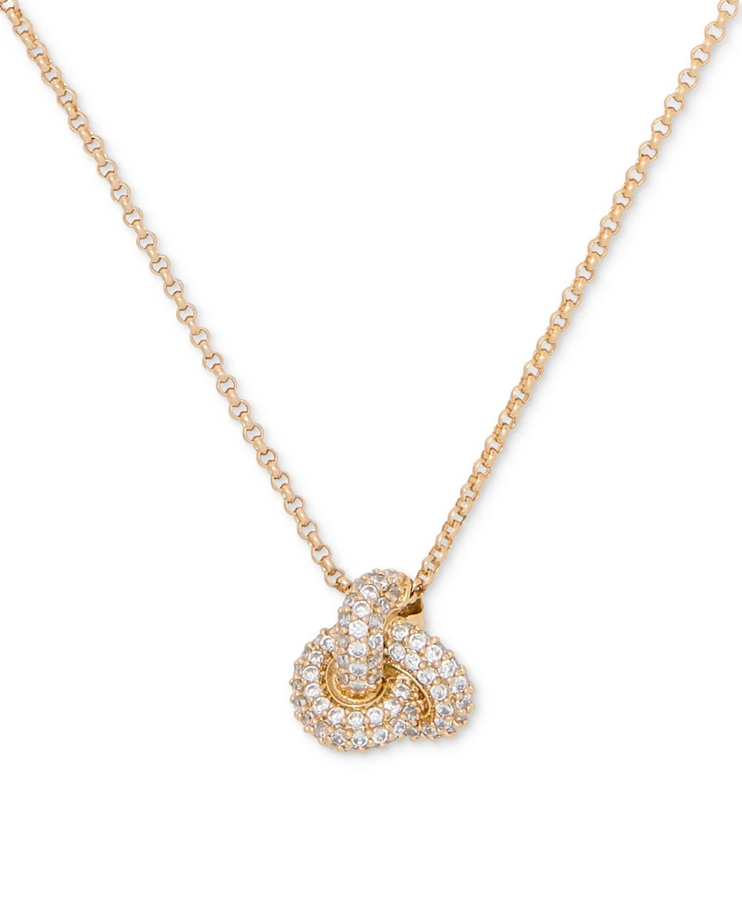 kate spade new york Gold-Tone Pave Double Knot Pendant Necklace, 16" + 3" extender