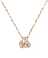 kate spade new york Gold-Tone Pave Double Knot Pendant Necklace, 16" + 3" extender