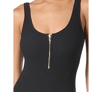 Michael Kors Women's Zip-Front One-Piece Swimsuit