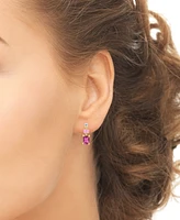 Lab Grown Pink Sapphire (1-3/4 ct. t.w.) & Lab Grown White Sapphire (1/5 ct. t.w.) Triple Drop Earrings in 14K Gold-Plated Sterling Silver